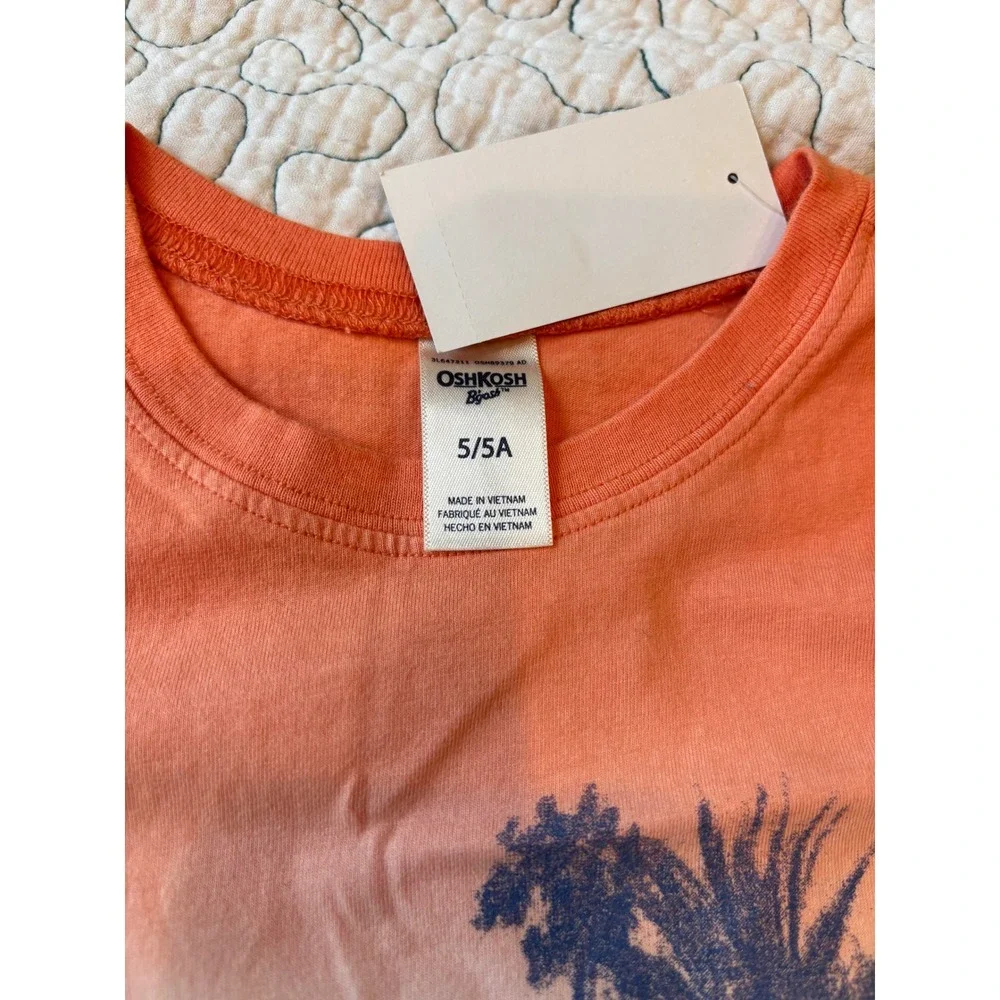 OshKosh‎ Boys Orange Blue Ombre Iguana Sunglasses Graphic Tee Shirt Size 5